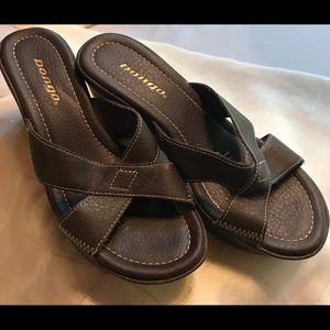 Bongo Brown Cork Wedge Slip On Heel Sandals/Size 6